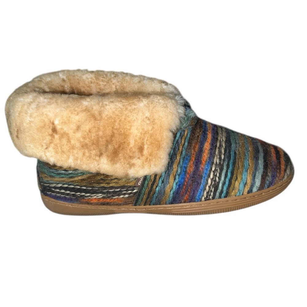 Lamo Womens‎ Striped Woven Slipper Boots Multicolor Faux Fur Lined Size 10